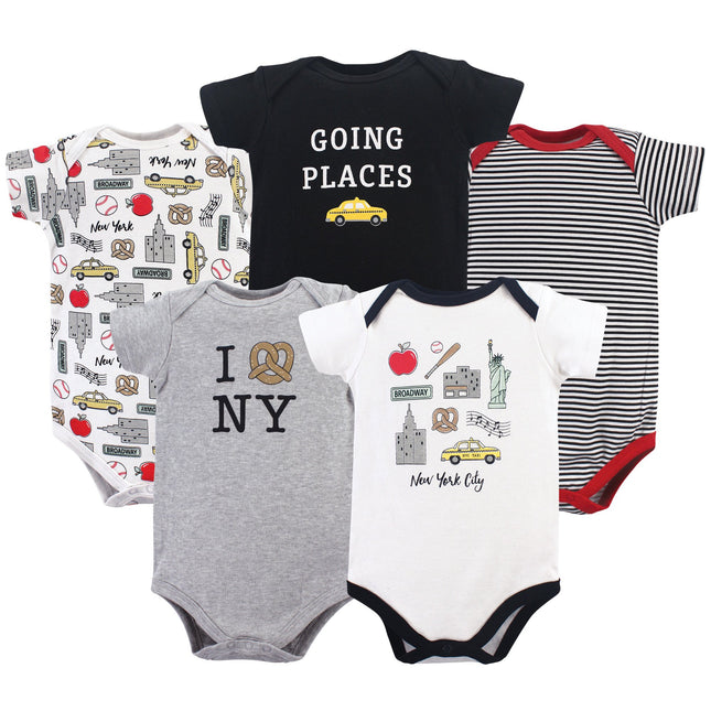 Hudson Baby Baby Cotton Bodysuits, New York, 12-18