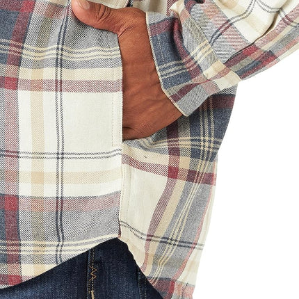 Wrangler Authentics Men's Long Sleeve Sherpa Lined Flannel Jacket Shirt, Light Beige Heather, L UK