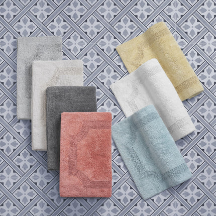 Laura Ashley Bath Rug - Reversible Cotton Bath Mat | Premium Bathroom D�cor | Machine Washable Bathroom Rug |Highly Absorbent | Coral, 17"x24"/20"x32" 2-Piece Set