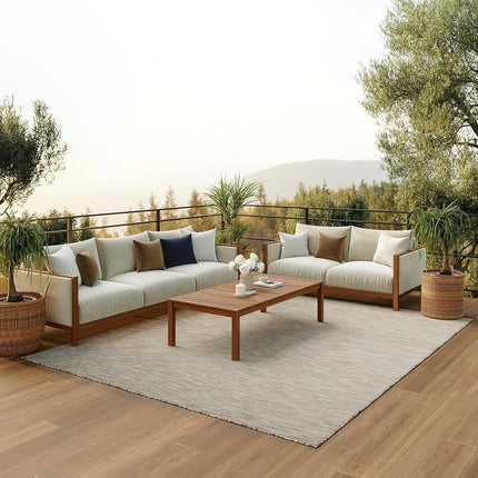 Nourison Positano Indoor-Outdoor Aqua 7' x 10' Area Rug, Easy Cleaning, Non Shedding, Bed Room, Living Room, Dining Room, Backyard, Deck, Patio (7x10)