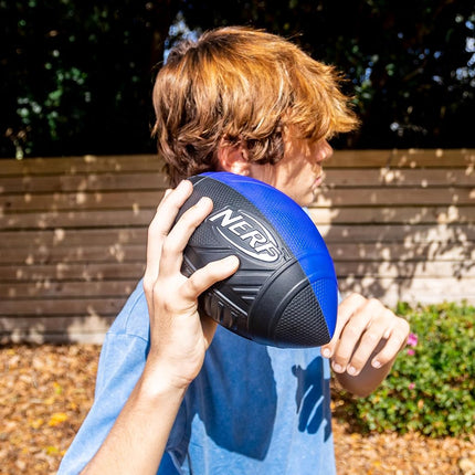 Nerf Kids Foam Football - Pro Grip Youth Soft Foam Ball - Indoor and Outdoor Football for Kids - Small Foam Football - 9" Inch Youth Sized Football - Blue and Black