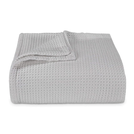 Vera Wang - Queen Blanket, Luxury Cotton Bedding, Super Soft Essentials with Waffle Weave Knit (Waffleweave Grey, Queen)