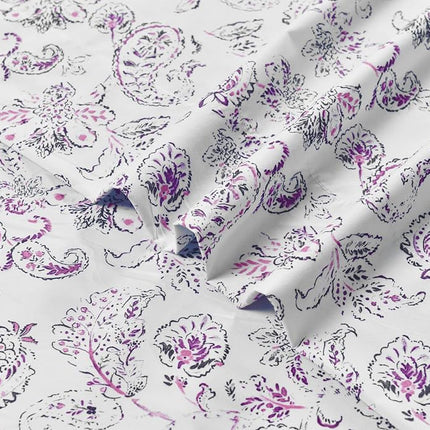 Elegant Comfort Amelia Paisley Printed 6-Piece Sheet Set, Deep Pocket 1500 Premium Hotel Quality, Fade and Wrinkle Resistant, Fitted Sheets with Smart Pockets, Paisley Sheet Set, Full, Purple