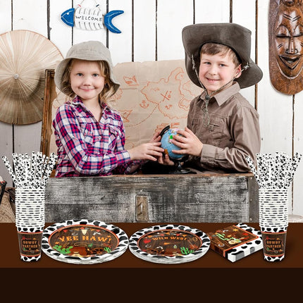 Recheel Cowboy Party Decorations Plates Set, Western Themed Party Supplies