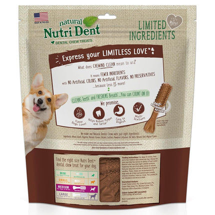 Nylabone Nutri Dent Dog Dental Treats - Natural Dog Teeth Cleaning & Breath Freshener - Dental Treats for Dogs - Filet Mignon Flavor, Medium (40 Count)