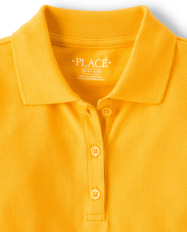 The Children's Place Girls' Multipack Short Sleeve Pique Polos, Yellow/Daybreak/White 3-Pack, XX-Large