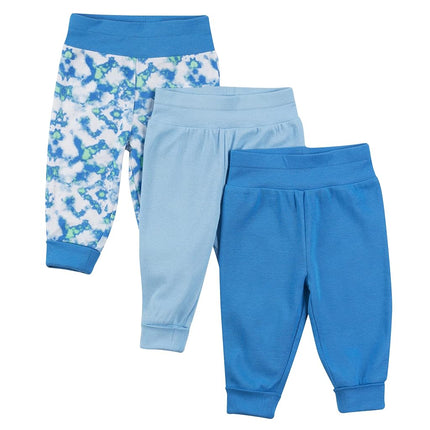 Hanes Pants, Flexy Soft Knit Pull-on Sweatpants, Stretch Joggers for Babies & Toddlers, 3-Pack, Blues, 6-12 Months
