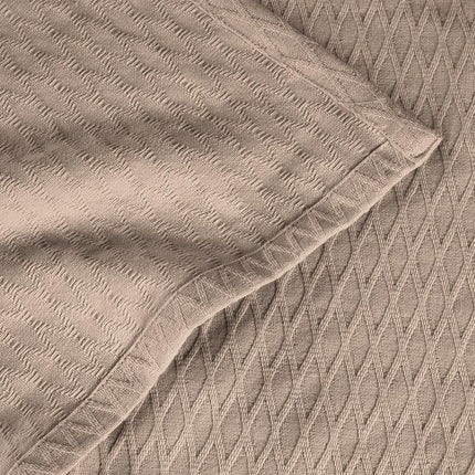 Superior Diamond Weave All-Season Cotton Blanket, Cover for Home, Couch, Bed, Soft, Warm Blankets, Boho Aesthetic, Comfy, Cozy, and Cute Covers, Decorative Bedding Essentials, Throw Size, Khaki