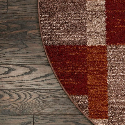 Unique Loom Autumn Collection Checkered Abstract Casual Warm Toned Multi/Dark Brown Oval Rug (3' 3 x 5' 3)