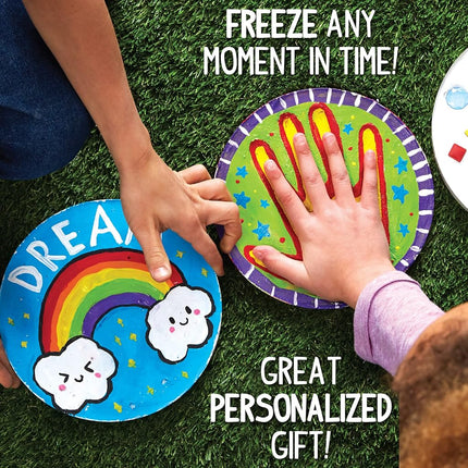 Made By Me Mix & Mold Stepping Stones, Make 4 DIY Personalized 7-Inch Ceramic Stepping Stones, Includes 3D Mold, Ceramic Paints, Ceramic Tiles, & Assorted Gems, Paint Your Own Stepping Stones