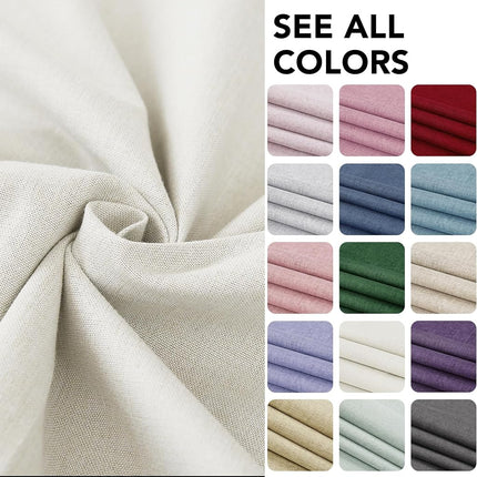 Deconovo Cream Blackout Curtains Living Room with Coating, 52x54 Inches Bedroom Curtains 2 Panels, Short Faux Linen Thermal Curtains for Small Window
