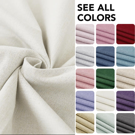 Deconovo Cream Blackout Curtains Living Room with Coating, 52x54 Inches Bedroom Curtains 2 Panels, Short Faux Linen Thermal Curtains for Small Window
