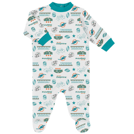 Gerber Conjunto de 3 piezas para bebé de la NFL, body, pijama y gorro, Miami Dolphins, 6-9 meses