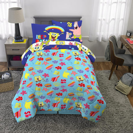 Franco Kids Bedding Soft Comforter and Sheet Set with Sham, 5 Piece Twin Size, Spongebob Squarepants