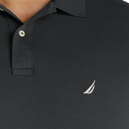 Polo Nautica de algodón suave liso de manga corta y corte clásico para hombre, negro verdadero, 5X grande