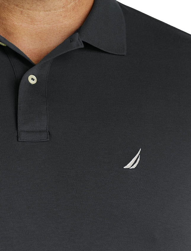 Nautica Men's Tall Classic Fit Short Sleeve Solid Soft Cotton Polo Shirt, True Black, 5X Big
