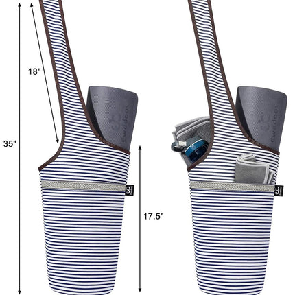 Ewedoos Yoga Mat Bag with Large Size Pocket and Zipper Pocket, Fit Most Size Mats (Fancy Stripe)
