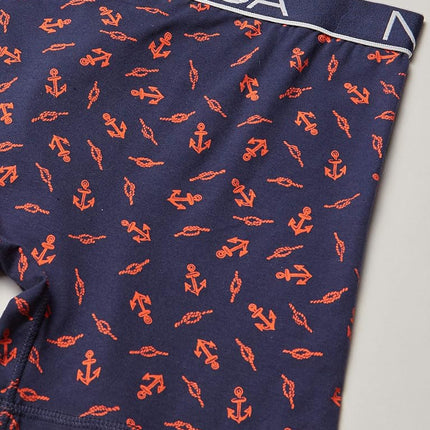 Nautica Men's 3-Pack Classic Cotton Stretch Boxer Briefs, Orange Poppy/Aero Blue/Anchor-Peacoat, S (Pack of 3)
