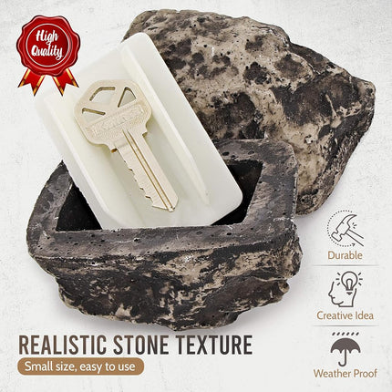 Ram-Pro 2Pc Hide-a-Spare-Key Fake Rock - Looks & Feels Like Real Stone - Safe for Outdoor Garden or Yard, Geocaching