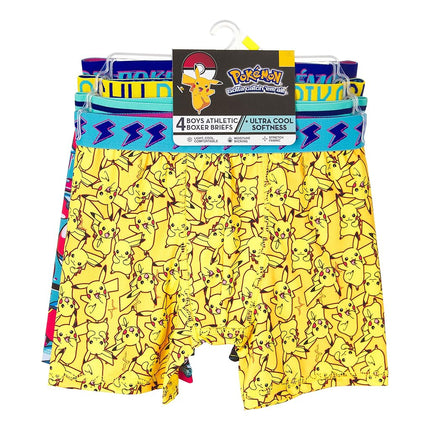 Pokemon Boys' Boxer Brief Multipacks with Pikachu, Evee, Squirtle, Jigglypuff and More in Sizes 4, 6, 8, 10 and 12, 4-Pack Athletic Boxer Brief, 4