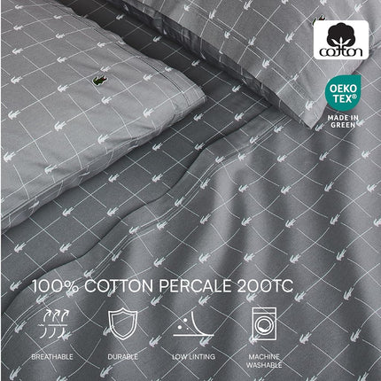 Lacoste Printed Percale Sheet Set, Twin XL, Slice Sleet