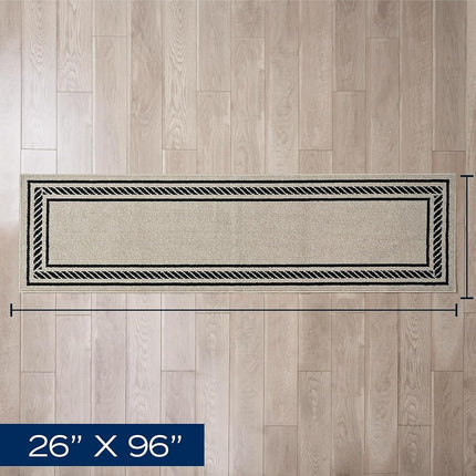 Nautica – Runner Rug | Indoor Runners for Hallways and Entry Rugs| Non-Slip and Non-Skid Entry and Kitchen Door Mat| Machine Washable Entryway Carpet Rugs | 2'2" x 8'| Rope Border Natural Twist