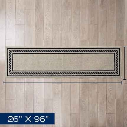 Nautica – Runner Rug | Indoor Runners for Hallways and Entry Rugs| Non-Slip and Non-Skid Entry and Kitchen Door Mat| Machine Washable Entryway Carpet Rugs | 2'2" x 8'| Rope Border Natural Twist