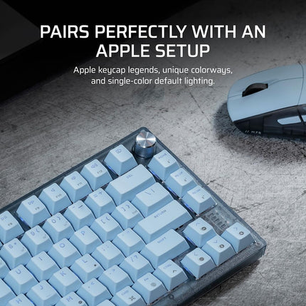 Corsair K65 Plus Wireless 75% RGB Hot-Swappable Mechanical Gaming Keyboard for Mac and iPad � Pre-Lubricated MLX Red v2 Linear Switches, Sound Dampening � QWERTY NA Layout � Frost White