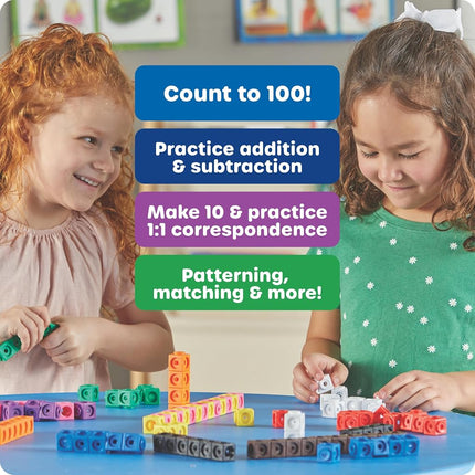 Learning Resources MathLink Cubes – Set of 100, Ages 5+, Counting Blocks for Early Maths Skills, Linking Cubes for Addition, Subtraction & Patterning