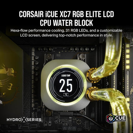 Corsair XC7 RGB ELITE LCD CPU Water Block - 480x480 IPS LCD Screen - 31 RGB LEDs - USB-C - Fits Intel® LGA 1700, AMD® AM5 and older - Stealth Grey