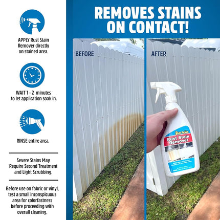 STAR BRITE Rust & Corrosion Stain Remover - Fast-Acting Spray for Fiberglass, Vinyl, Fabric, Metal & Painted Surfaces - Also Removes Sprinkler Stains 22 OZ (089222P)