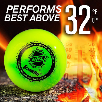Franklin Sports Street Hockey Ball - Glow in The Dark - NHL, 1 Ball