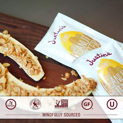 Honey Peanut Butter Squeeze Packs by Justin's, Gluten-free, Non-GMO, Responsibly Sourced, Pack of 10 (1.15oz each)