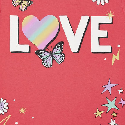 Camiseta gráfica de manga corta para niña de The Children's Place, paquete de 2, diseño «Love/Love & Butterflies», talla pequeña (5/6)