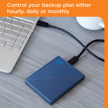 WD 2TB My Passport Ultra, portable external storage, external hard drive, software with defense against ransomware, backup and password protection, Works with PC, Xbox S|X, PS5, PS4, Midnight Blue