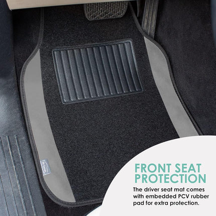 FH Group F14407GRAY Universal Fit Premium Carpet Gray Automotive Floor Mats fits most Cars, SUVs, and Trucks with Driver Heel Pad, Full Set