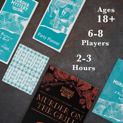 Murder Mystery Party, A Murder on the Grill, Host Your Own Cookout Murder Mystery Dinner for 8 Adult Players, Solve the Case with Crime Scene Clues, 18 Years and Up