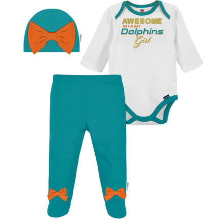 NFL Baby Girls' 3Pc Bodysuit, Footed Pant, & Cap S