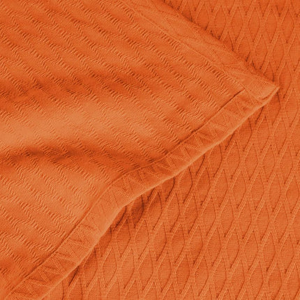 Superior Diamond Weave Blanket, 100% Cotton Cover for Home, Couch, Bed, Soft, Warm Blankets, Boho Aesthetic, Comfy, Cozy, and Cute Covers, Decorative Bedding Essentials, King, Burnt Orange