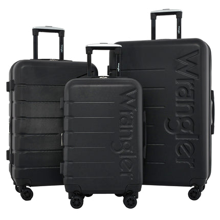 Wrangler Maverick 3 Piece Luggage Set, Black, Mave