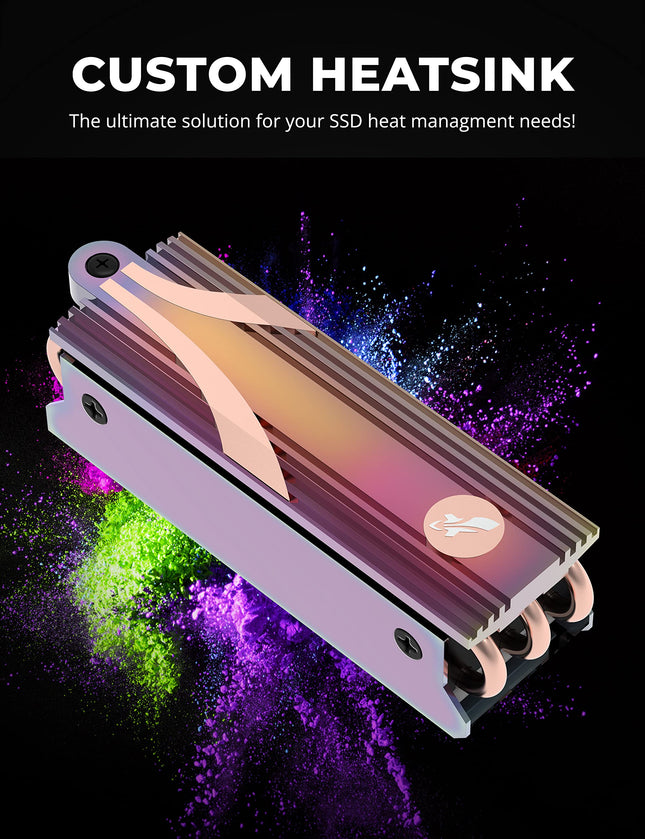 SABRENT SSD M.2 NVMe Gaming Heatsink with built-in screw, Aluminum m2 heatsink with thermal Silicone cooling Pads, NGFF SATA Heat Pipe Cooler fits PC, desktop computer, DIY computer builder, PS5