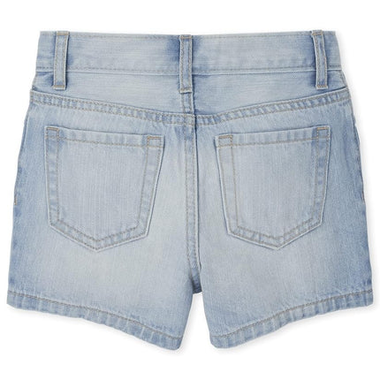 The Children's Place Girls High Waist Button Front Denim Shortie Shorts, Leighton Wash, 12