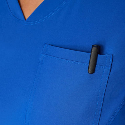 Hanes Women's Scrubs Healthcare Top, Moisture-Wicking Stretch Scrub Shirts, Ribbed Back Panel, Royal Blue, XL