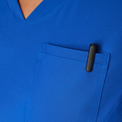 Hanes Women's Scrubs Healthcare Top, Moisture-Wicking Stretch Scrub Shirts, Ribbed Back Panel, Royal Blue, XL