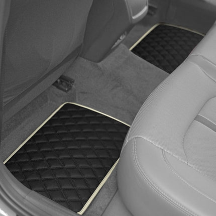 FH Group F12003BEIGE Universal Fit Diamond Pattern Faux Leather Beige Automotive Floor Mats fits most Cars, SUVs, and Trucks