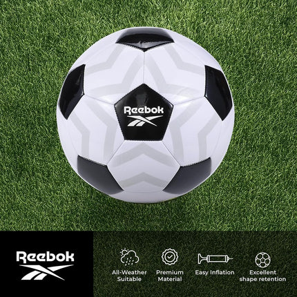 Reebok - Ballon de Foot Synthétique VR-1K, Polyvalent & Résistant (Blanc/Noir, Taille 5)