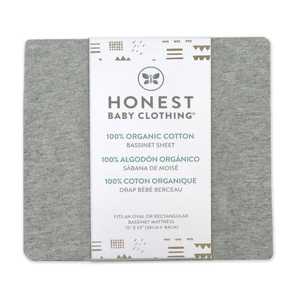 HonestBaby Organic Cotton Fitted Bassinet Sheet, Gray Heather, One Size