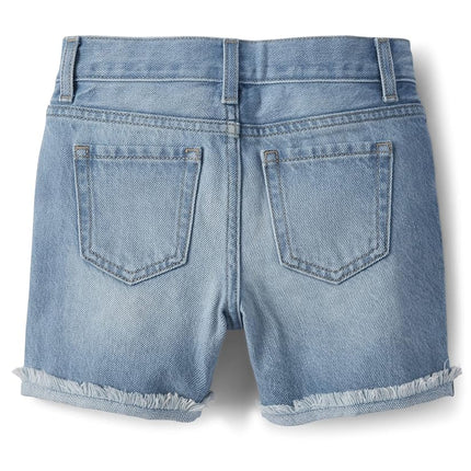 The Children's Place Girls' Distressed Denim Midi Shorts 2 Pack, Rose Wash, 5