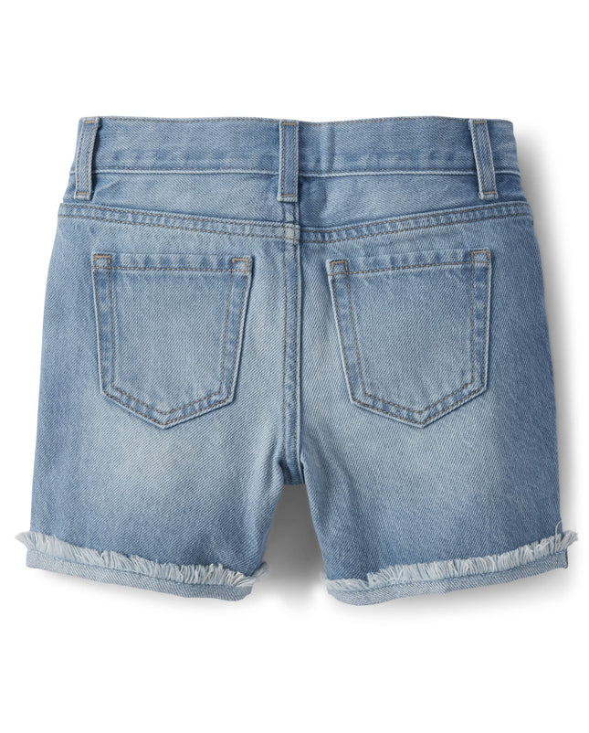 The Children's Place Girls' Distressed Denim Midi Shorts 2 Pack, Rose Wash, 5