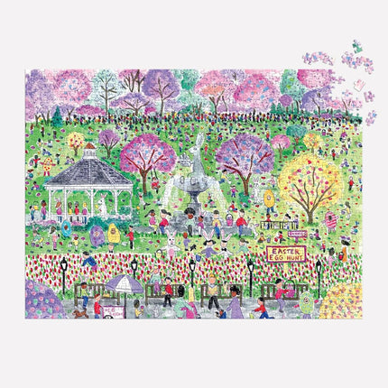 Galison Easter Egg Hunt – 1000 Piece Michael Storrings Puzzle Featuring The Spirit Of Easter Festivities At A Whimsical Park